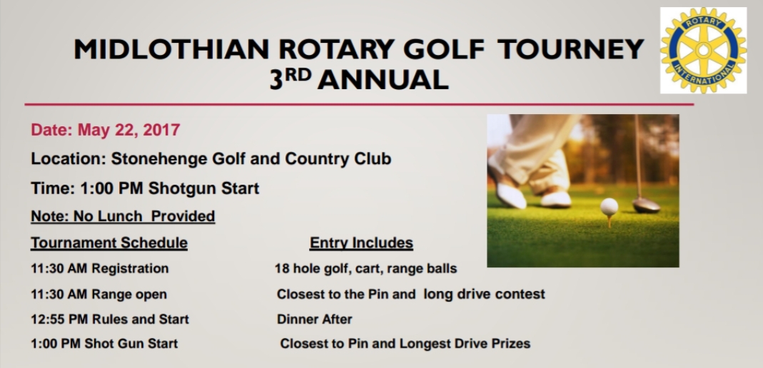 Midlthian Rotary’s 3rd Annual Golf Tourney